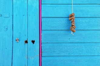 Turquoise blue wooden facade