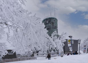 Weather station in winter on the Kahler Asten in Sauerland