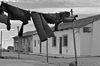 Laundry hanging in front of fishermen's houses
