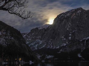 Moonrise over Trisselwand at Lake Altaussee