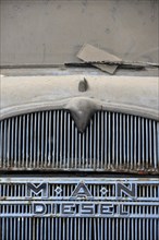 MAN Diesel emblem on the radiator grille of an old MAN truck