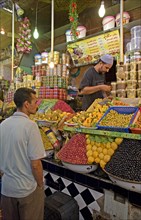 Market stall with olives