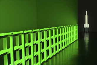 Green light installation in Pinakothek der Moderne