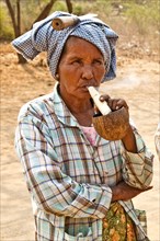 Smoking market visitor from the surrounding mountain villages