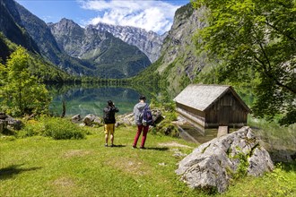 Tourists at the Obersee in Berchtesgadener Land