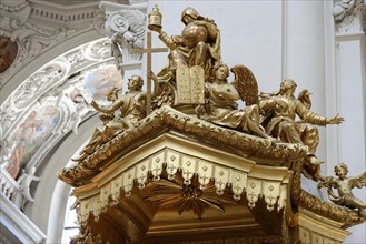 Gilded pulpit in the nave