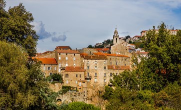 Town view with high houses