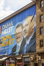 Election campaign banner with Erdogan