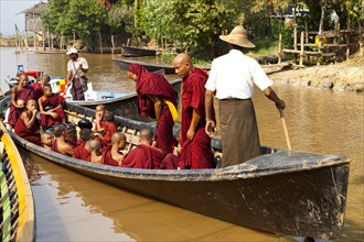 Monks arrive for the Inauguration ceremony of A Lo Taw Pauk Pagoda
