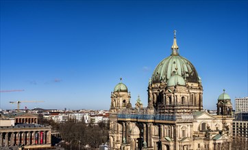 View from the roof terrace of the New City Palace to the dome of the Berlin Cathedral at the Lustgarten