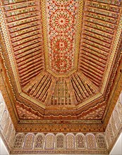 Precious wooden ceiling in the Palais de la Bahia