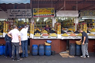 Market stall with olives