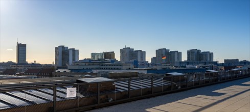 View from the roof terrace of the New City Palace on high-rise buildings in Leipziger Strasse
