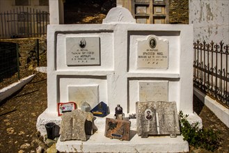 Rogliano on the hillside with several churches and a cemetery with magnificent family tombs