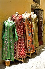 Traditional garments at the textile souk