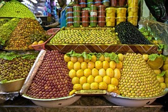 Market stall with olives