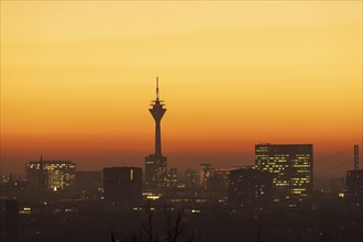 Duesseldorf skyline at sunset