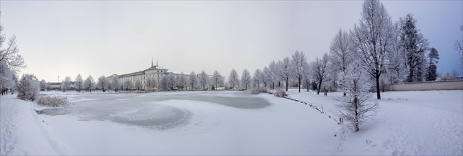 Frozen pond at the Benedictine Abbey of Admont