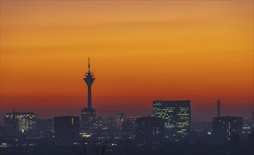 Duesseldorf skyline at sunset