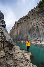 Tourist at Stuolagil Canyon