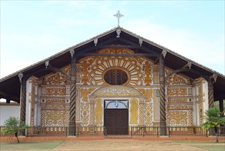 Painted front of the mission church Catedral Inmaculada