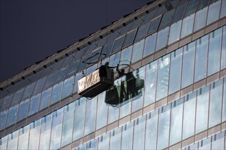 Window cleaner at an office building