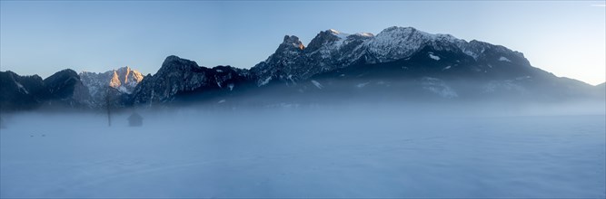 Winter landscape in the fog