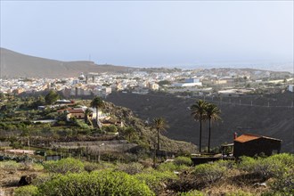 View of Aguimes with historic cathedral in the downtown