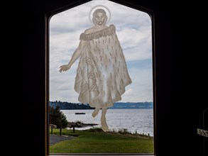 Christ as Maori King walking across Lake Rotorua