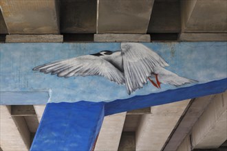 Wall painting under a highway bridge