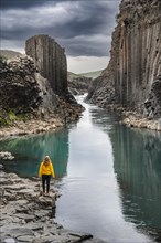 Tourist at Stuolagil Canyon