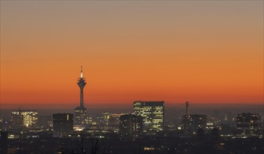 Duesseldorf skyline at sunset