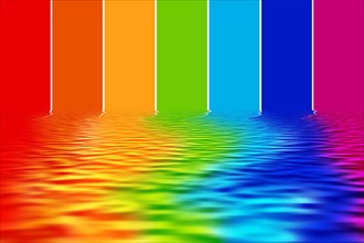 Illustration of spectrum colors reflecting on water