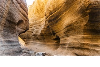 Amazing orange canyon called Barranco de las vacas located in heart of Grand Canaria