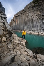 Tourist at Stuolagil Canyon