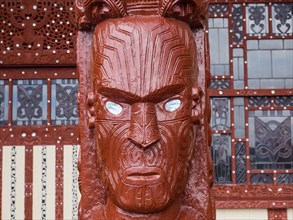 Carvings at the Maori Meeting House in Ohinemutu