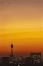 Duesseldorf skyline at sunset