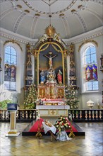 Main altar with nativity scene scene