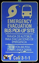 Hinweis fuer Evakuation bei Hurrikans/ warning sign to Emergency Evacuation- hurricane