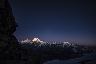 Night sky over the Himalayas with Makalu