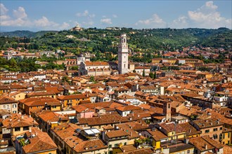 City view of Verona with medieval old town and cathedral Santa Maria Assunta