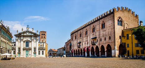 View of Cathedral di San Pedro and Palazzo Ducale in Piazza Sordello