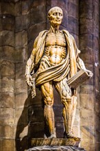 Statue of the flayed Saint Bartholomew from 1562 Milan Cathedral in white marble