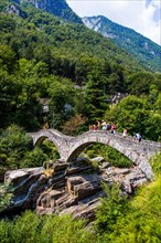 Picturesque double bridge Ponte dei Salti in the Verzasca Valley