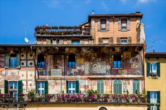 Frescoed houses in Piazza delle Erbe