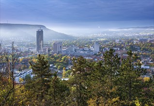 City view with JenTower and Friedrich Schiller University in autumn