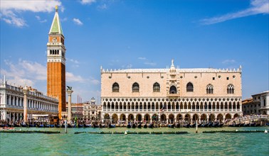 Campanile and Doge's Palace with rows of arcades. Palazzo Ducale
