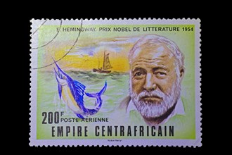 Stamp from the Central African Republic in honour of Ernest Hemingway 1899-1961