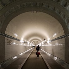 Cyclist in the tunnel tube