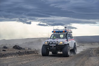 Icelandic Road Rescue 4x4 car on gravel road